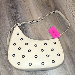 Betsey Johnson Cream and Black Stud Rivet Design Shoulder Bag